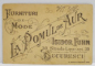 ' LA POSTE EN  PERSE ' ,  CARTOLINA DE RECLAMA A FIRMEI DE FURNITURI DE MODE  ' LA POMUL DE AUR  ' ISIDOR FUHN , LIPSCANI , BUCURESTI , TEXT IN LIMBA ROMANA , CROMOLITOGRAFIE, INTERBELICA