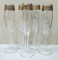 5 Pahare Flute din Cristal pentru Sampanie, Decorate cu Aur Coloidal, Secol XX