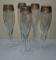5 Pahare Flute din Cristal pentru Sampanie, Decorate cu Aur Coloidal, Secol XX