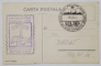COLAJ CU TIMBRE ROMANESTI  SI STEMA REGALA DIN PERIOADA REGELUI CAROL I , CROMOLITOGRAFIE , CU STAMPILA  EXPOZITIEI FILATELICE RIGA , 1958 , CARTE POSTALA ILUSTRATA , INTERBELICA
