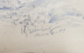 COPACI LANGA PARAU , PEISAJ - DESEN ORIGINAL de M. GOLDENBERG , DATAT 1890