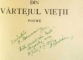 DIN VARTEJUL VIETII , POEME , 1994 , DEDICATIE*