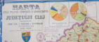 HARTA FIZICA, POLITICA, ECONOMICA SI ADMINISTRATIVA A JUDETULUI CLUJ, intocmita de T. MORARIU si ST. POENARU, UNIVERSITATEA DIN CLUJ, POLICROMA, DATATA  1945