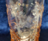 Pahar din sticla colorata, decorat cu efigia regelui Carol II, Secol XX