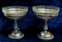 Pereche de cupe pentru servit sampanie, sticla si metal argintat, WMF, Germania, cca. 1910
