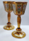 Pereche de pahare de vin, Cristal Bohemia, pictate manual, secol XX