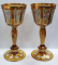 Pereche de pahare de vin, Cristal Bohemia, pictate manual, secol XX