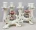 Pereche de sfesnice din portelan, Karl Ens, Decorate cu trandafiri, Secol 20