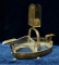 SCRUMIERA CU SUPORT DE CHIBRITURI , MARCA W.M.F. , METAL ARGINTAT SI CRISTAL , ART DECO
