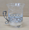 SERVICIU DE 6 PAHARE DIN CRISTAL , CU SUPORT DE ARGINT , PENTRU BAUTURI APERITIVE , ITALIA , SEC. XX