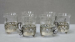 SERVICIU DE 6 PAHARE DIN CRISTAL , CU SUPORT DE ARGINT , PENTRU BAUTURI APERITIVE , ITALIA , SEC. XX