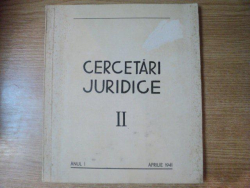 CERCETARI JURIDICE , VOL. II , ANUL I , NR. 2 , APRILIE 1941