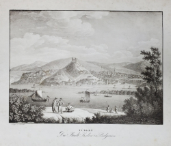 ORASUL SISTOV, BULGARIA - LITOGRAFIE de ADOLPH KUNIKE, 1826