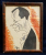CARICATURA UNUI DOMN CU PAPION , DESEN ORIGINAL IN PENITA SI CERACOLOR , SEMNAT DE IOSIF ROSS 1899 - 1974  , PERIOADA INTERBELICA