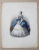 DOAMNA CU ROCHIE ALBA - LITOGRAFIE DE HENRY EMY SECOLUL XIX, COLORATA MANUAL