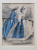 DOUA DOAMNE CU ROCHIE ALBA SI ALBASTRA , LANGA LAC , GRAVURA COLORATA MANUAL , PENTRU JURNAL DE MODA , DATATA 1865