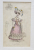 EVENING COSTUME , DOAMNA CU ROCHIE ROZ SI PALARIE CU FLORI , GRAVURA COLORATA MANUAL , 1828