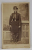 FOTOGRAF C. DIEL , CRAIOVA , OSTAS IN UNIFORMA , CU PUSCA CU BAIONETA , IN STUDIO , FOTOGRAFIE C.D.V. , A DOUA JUMATATE A SEC. XIX