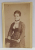 FRANZ DUSCHEK , FOTOGRAFIE TIP C.D.V. , DOAMNA CU EVANTAI  SI ROCHIE NEAGRA , MONOCROMA, PE SUPORT DIN CARTON  , TAIATA *