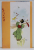 GEISHA CU FLUTURI , CARTE POSTALA ILUSTRATA , CROMOLITOGRAFIE , CLASICA