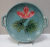 PLATOU DECORATIV MAJOLICA , CU FLOARE ROSIE , MARCAT PE VERSO ' 2207 '