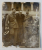PRINTUL BIBESCU AJUTAT DE COLONEII NEGRESCU SI ARGESAN LA COBORAREA SCARILOR DE LA MORMANTUL EROULUI NECUNOSCUT DIN PARCUL CAROL , FOTOGRAFIE DE IOSIF BERMAN , PERIOADA INTERBELICA , PREZINTA EXFOLIERI SI URMA DE UZURA *