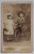 STUDIO FOTO. FANCHETTE , IASI , FETITA SI BAIETEL PE BICICLETA , FOTOGRAFIE C.D.V. , SFARSIT DE SEC. XIX
