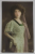 TANARA CU ROCHIE VERDE  , CARTE POSTALA CU CUSATURI DIN FIR DE MATASE , INCEPUTUL SEC. XX