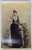 TANARA IN COSTUM POPULAR , POZAND IN STUDIO , FOTOGRAFIE IMPRIMATA PE ALBUMINA , MONOCROMA, CIRCA 1900 ,  PREZINTA URME DE UZURA LA PARTEA INFERIOARA *
