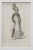 WALKING DRESS , DOAMNA CU ROCHIE ALBA CU MANECI VERZI SI UMBRELUTA ROZ , GRAVURA COLORATA MANUAL PENTRU JURNAL DE MODA , DATATA 1819