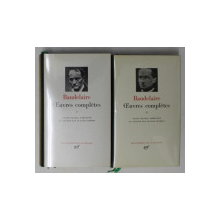 BAUDELAIRE - OPERES COMPLETES , BIBLIOTHEQUE DE LA PLEIADE , 2 VOLUME , 1976 - 1980  , EDITIE DE LUX * , PE HARTIE DE BIBLIE , LEGATURA DIN PIELE