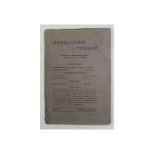 PREOCUPARI LITERARE - REVISTA SOC. PRIETENII ISTORIEI LITERARE , ANUL IV , NR. 1 , IANUARIE , 1939