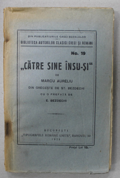 ' CATRE SINE INSU - SI ' de MARCU AURELIU , 1922