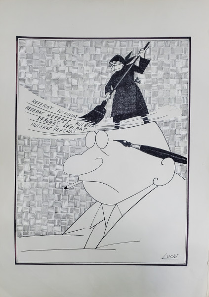 ' FARA CUVINTE ' ,  CARICATURA de LUCIA TIMOC , ANII  '70