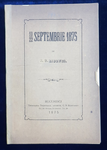 10 / 22 SEPTEMBRIE 1875  - SCRISOARE DESCHISA ADRESATA D - LUI T. ROSETTI  de  V.C. RADOVICI , 1875