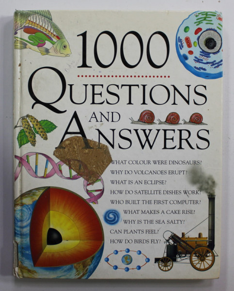 1000 QUESTIONS AND ANSWERS by NICOLA BAXTER , design AMANDA HAWKES , 1997, PREZINTA PETE SI URME DE UZURA , COTORUL CU DEFECTE