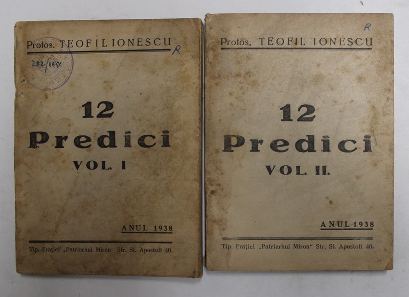 12 PREDICI de PROTOS. TEOFIL IONESCU , 1938 , 2 VOLUME