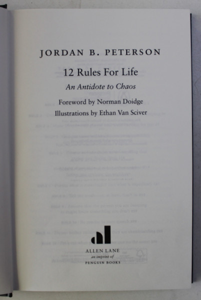 12 RULES FOR LIFE - AN ANTIDOTE TO CHAOS by JORDAN B . PETERSON , 2018 *EDITIE CARTONATA