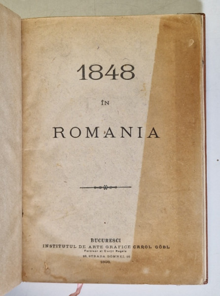 1848 IN ROMANIA, BUCURESTI, 1898,*EXEMPLAR RELEGAT