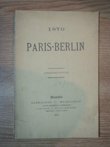 1870 PARIS - BERLIN, CINQUIEME EDITION