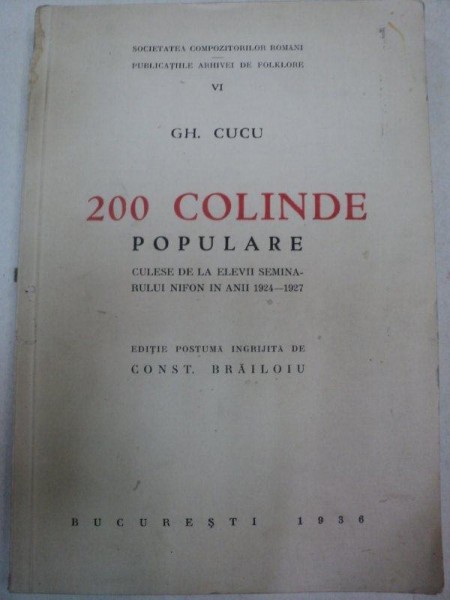 200 COLINDE POPULARE de GHEORGHE CUCU (1936)