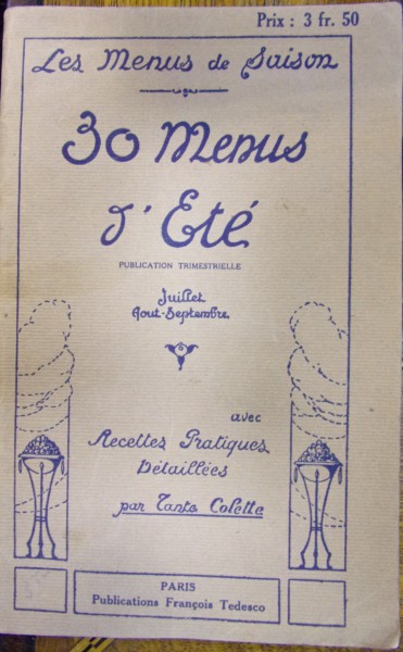 30 MENUS D'ETE , PARIS , 1929