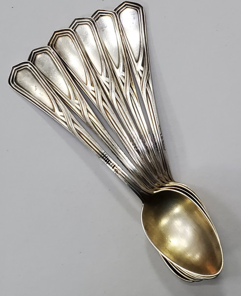 6 lingurite din metal argintat, WMF, cca 1900