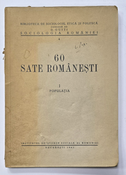 60 SATE ROMANESTI - POPULATIA  BUC. 1941