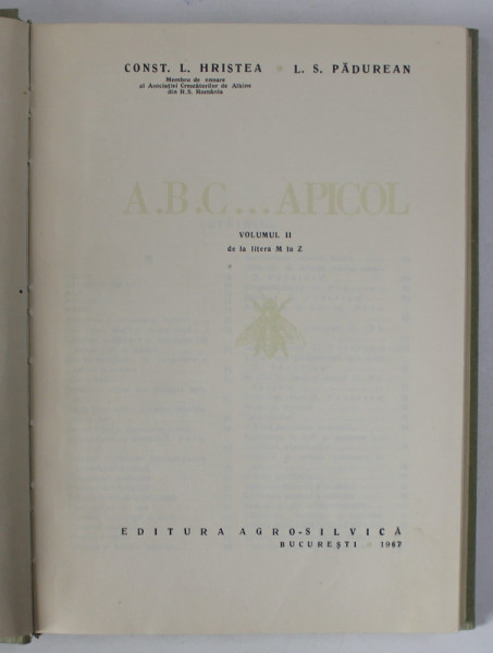 A. B. C. ... APICOL de CONST. L. HRISTEA SI L. S. PADUREANU , VOL II , 1967