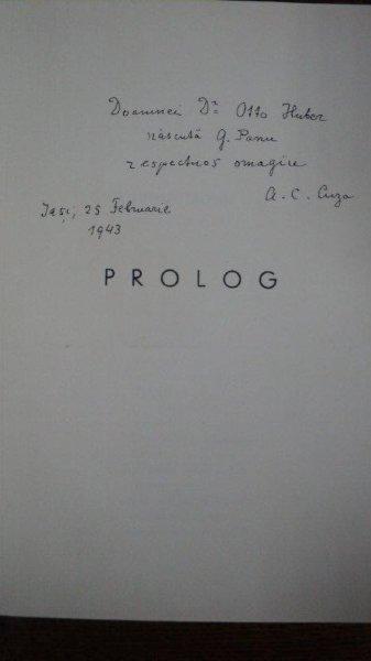 A. C. Cuza, Poezii, Epigrame, Cugetari in proza, Bucuresti 1939 cu dedicatia autorului
