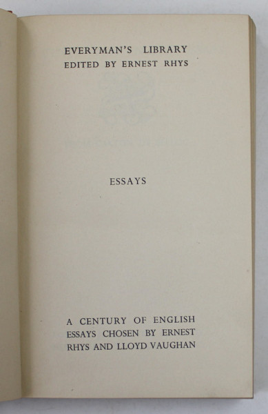 A CENTURY OF ENGLISH ESSAYS , FROM CAXTON TO BELLOC , 1935