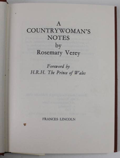 A COUNTRYWOMAN 'S NOTES by ROSEMARY VEREY , 1991