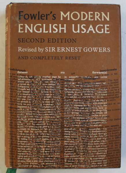 A DICTIONARY OF MODERN ENGLISH USAGE , SECOND EDITION by H. W. FOWLER , 1965