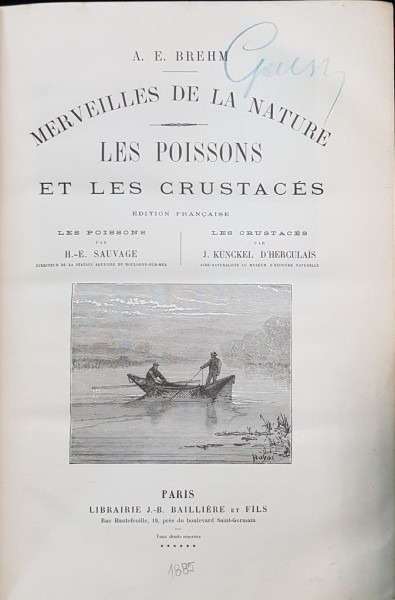 A. E. BREHM, MERVEILLES DE LA NATURE, LES POISSONS ET LES CRUSTACES par H. -E. SAUVAGE et J. KUNCKEL D'HERCULAIS - PARIS, 1885